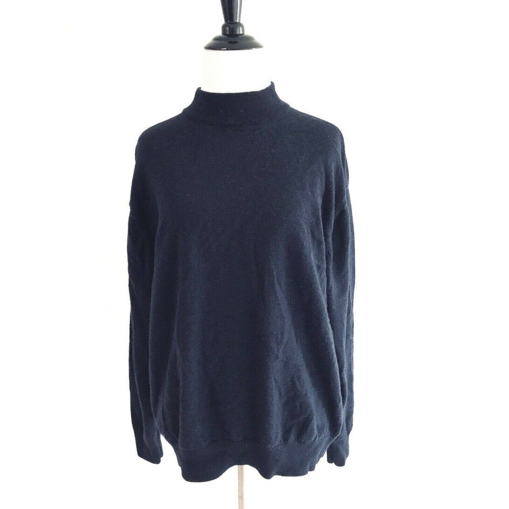 Raffi Linea Uomo | High Neck Sweater Men Size XL 54 Black Wool Pullover Rib Trim